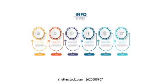 vector illustration Infographic design template with icons and 6 options or steps. Can be used for process, presentations, layout, banner,info graph.
