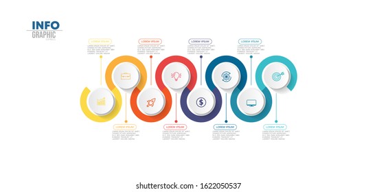 vector illustration Infographic design template with icons and 8 options or steps. Can be used for process, presentations, layout, banner,info graph.