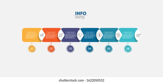 vector illustration Infographic design template with icons and 6 options or steps. Can be used for process, presentations, layout, banner,info graph.