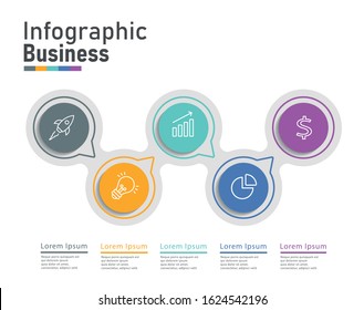 Vector illustration Infographic design template with icons and 5 options or steps. Can be used for process, presentations, layout, banner,info graph.
