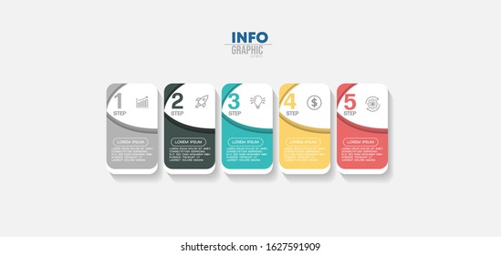 vector illustration Infographic design template with icons and 5 options or steps. Can be used for process, presentations, layout, banner,info graph.