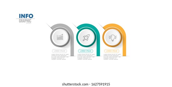 vector illustration Infographic design template with icons and 3 options or steps. Can be used for process, presentations, layout, banner,info graph.