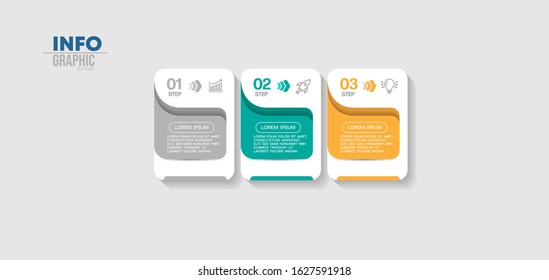 vector illustration Infographic design template with icons and 3 options or steps. Can be used for process, presentations, layout, banner,info graph.