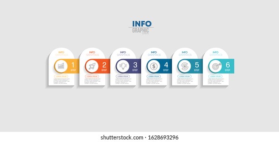 vector illustration Infographic design template with icons and 6 options or steps. Can be used for process, presentations, layout, banner,info graph.