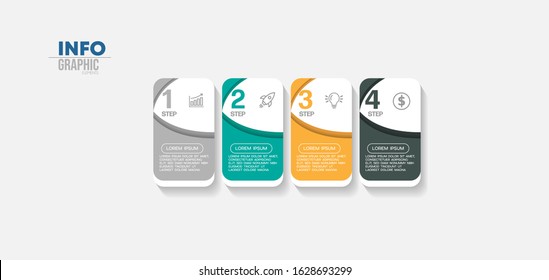 vector illustration Infographic design template with icons and 4 options or steps. Can be used for process, presentations, layout, banner,info graph.