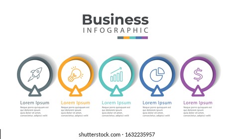 Vector illustration Infographic design template with icons and 5 options or steps. Can be used for process, presentations, layout, banner,info graphic