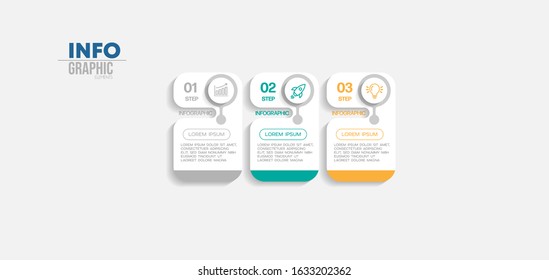 vector illustration Infographic design template with icons and 3 options or steps. Can be used for process, presentations, layout, banner,info graph.