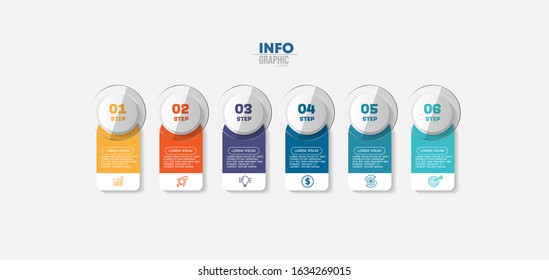 vector illustration Infographic design template with icons and 6 options or steps. Can be used for process, presentations, layout, banner,info graph.