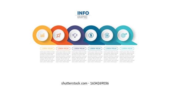 vector illustration Infographic design template with icons and 6 options or steps. Can be used for process, presentations, layout, banner,info graph.