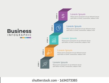 Vector illustration Infographic design template with icons and 5 options or steps. Can be used for process, presentations, layout, banner,info graphic ladder