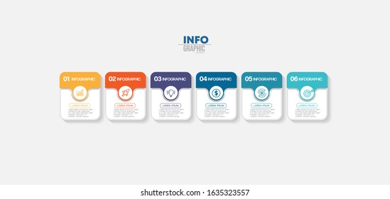 vector illustration Infographic design template with icons and 6 options or steps. Can be used for process, presentations, layout, banner,info graph.