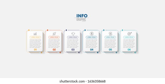 vector illustration Infographic design template with icons and 6 options or steps. Can be used for process, presentations, layout, banner,info graph.