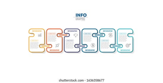 vector illustration Infographic design template with icons and 6 options or steps. Can be used for process, presentations, layout, banner,info graph.