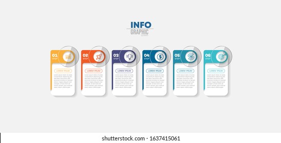 vector illustration Infographic design template with icons and 6 options or steps. Can be used for process, presentations, layout, banner,info graph.