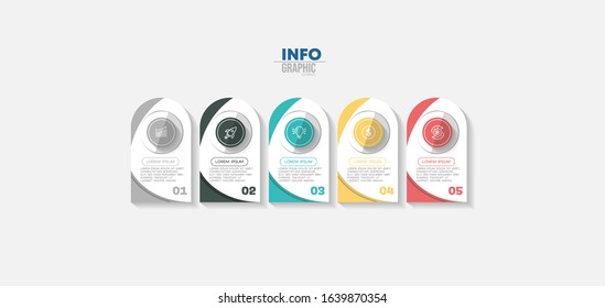 vector illustration Infographic design template with icons and 5 options or steps. Can be used for process, presentations, layout, banner,info graph.