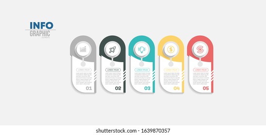 vector illustration Infographic design template with icons and 5 options or steps. Can be used for process, presentations, layout, banner,info graph.