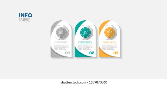 vector illustration Infographic design template with icons and 3 options or steps. Can be used for process, presentations, layout, banner,info graph.