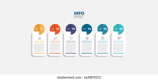 vector illustration Infographic design template with icons and 6 options or steps. Can be used for process, presentations, layout, banner,info graph.