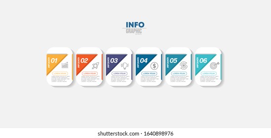 vector illustration Infographic design template with icons and 6 options or steps. Can be used for process, presentations, layout, banner,info graph.