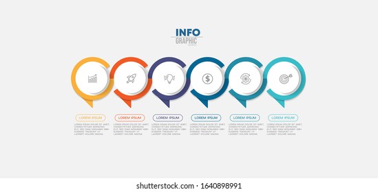 vector illustration Infographic design template with icons and 6 options or steps. Can be used for process, presentations, layout, banner,info graph.