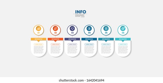 vector illustration Infographic design template with icons and 6 options or steps. Can be used for process, presentations, layout, banner,info graph.