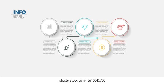 ilustración vectorial Plantilla de diseño infográfico con iconos y 5 opciones o pasos. Se puede utilizar para procesos, presentaciones, diseño, banner, gráfico de información.