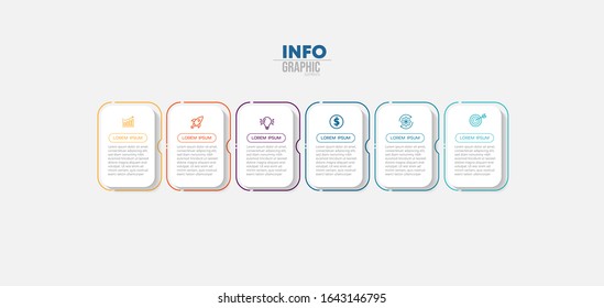 vector illustration Infographic design template with icons and 6 options or steps. Can be used for process, presentations, layout, banner,info graph.