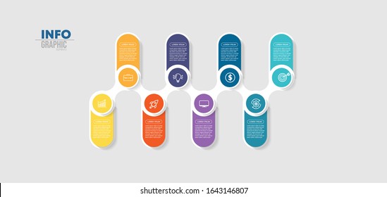 ilustración vectorial Plantilla de diseño infográfico con iconos y 8 opciones o pasos. Se puede utilizar para procesos, presentaciones, diseño, banner, gráfico de información.