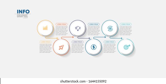 ilustración vectorial Plantilla de diseño infográfico con iconos y 6 opciones o pasos. Se puede utilizar para procesos, presentaciones, diseño, banner, gráfico de información.