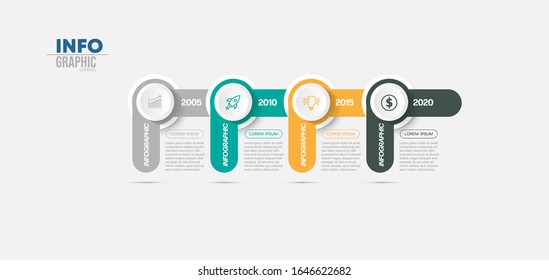 ilustración vectorial Plantilla de diseño infográfico con iconos y 4 opciones o pasos. Se puede utilizar para procesos, presentaciones, diseño, banner, gráfico de información.