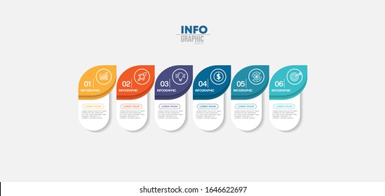 vector illustration Infographic design template with icons and 6 options or steps. Can be used for process, presentations, layout, banner,info graph.