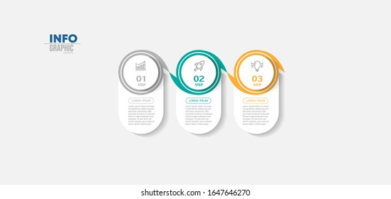 ilustración vectorial Plantilla de diseño infográfico con iconos y 3 opciones o pasos. Se puede utilizar para procesos, presentaciones, diseño, banner, gráfico de información.