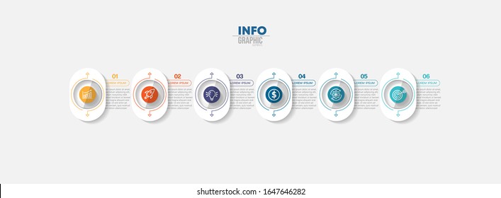 vector illustration Infographic design template with icons and 6 options or steps. Can be used for process, presentations, layout, banner,info graph.
