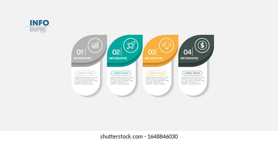 ilustración vectorial Plantilla de diseño infográfico con iconos y 4 opciones o pasos. Se puede utilizar para procesos, presentaciones, diseño, banner, gráfico de información.