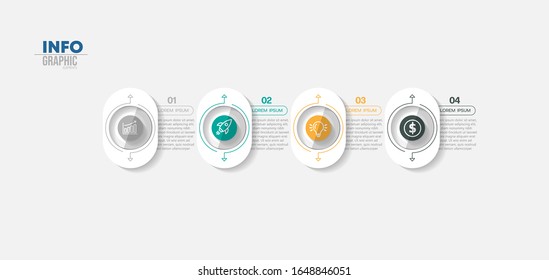 ilustración vectorial Plantilla de diseño infográfico con iconos y 4 opciones o pasos. Se puede utilizar para procesos, presentaciones, diseño, banner, gráfico de información.