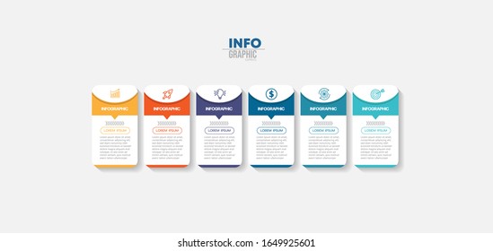 vector illustration Infographic design template with icons and 6 options or steps. Can be used for process, presentations, layout, banner,info graph.