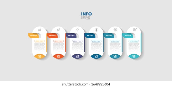 vector illustration Infographic design template with icons and 6 options or steps. Can be used for process, presentations, layout, banner,info graph.