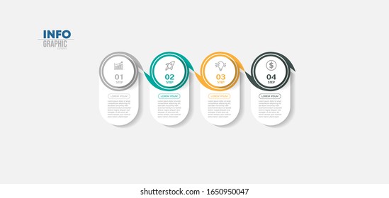 ilustración vectorial Plantilla de diseño infográfico con iconos y 4 opciones o pasos. Se puede utilizar para procesos, presentaciones, diseño, banner, gráfico de información.
