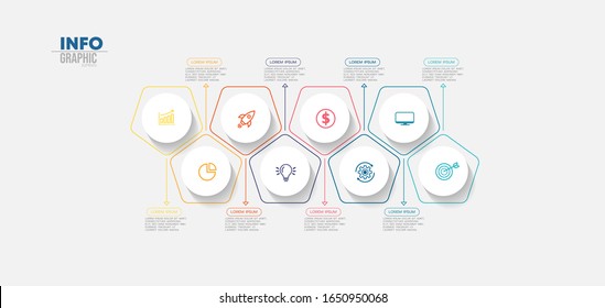 vector illustration Infographic design template with icons and 8 options or steps. Can be used for process, presentations, layout, banner,info graph.