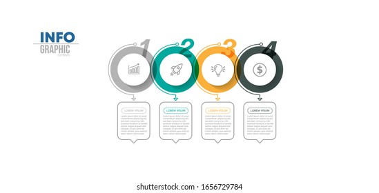 ilustración vectorial Plantilla de diseño infográfico con iconos y 4 opciones o pasos. Se puede utilizar para procesos, presentaciones, diseño, banner, gráfico de información.