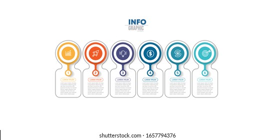 vector illustration Infographic design template with icons and 6 options or steps. Can be used for process, presentations, layout, banner,info graph.