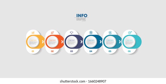 vector illustration Infographic design template with icons and 6 options or steps. Can be used for process, presentations, layout, banner,info graph.
