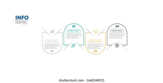 ilustración vectorial Plantilla de diseño infográfico con iconos y 4 opciones o pasos. Se puede utilizar para procesos, presentaciones, diseño, banner, gráfico de información.