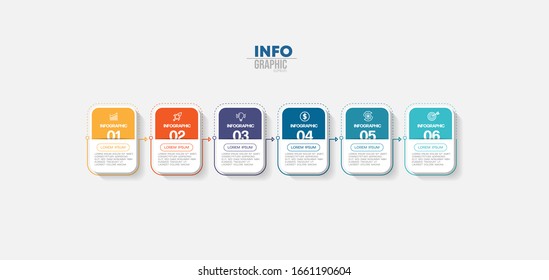 ilustración vectorial Plantilla de diseño infográfico con iconos y 6 opciones o pasos. Se puede utilizar para procesos, presentaciones, diseño, banner, gráfico de información.
