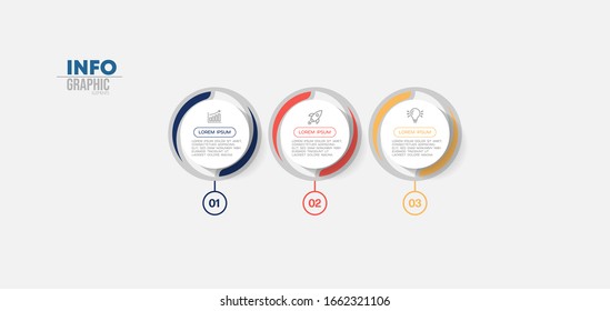vector illustration Infographic design template with icons and 3 options or steps. Can be used for process, presentations, layout, banner,info graph.