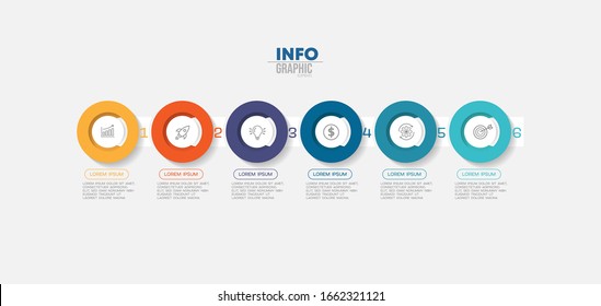ilustración vectorial Plantilla de diseño infográfico con iconos y 6 opciones o pasos. Se puede utilizar para procesos, presentaciones, diseño, banner, gráfico de información.