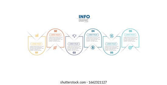 vector illustration Infographic design template with icons and 6 options or steps. Can be used for process, presentations, layout, banner,info graph.