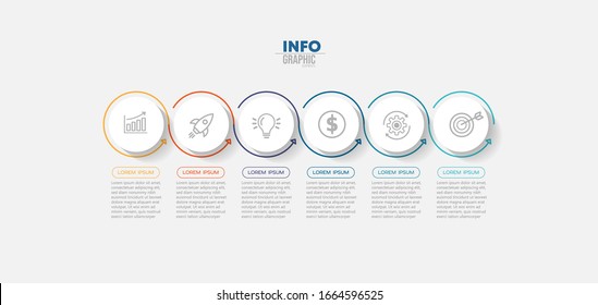 ilustración vectorial Plantilla de diseño infográfico con iconos y 6 opciones o pasos. Se puede utilizar para procesos, presentaciones, diseño, banner, gráfico de información.