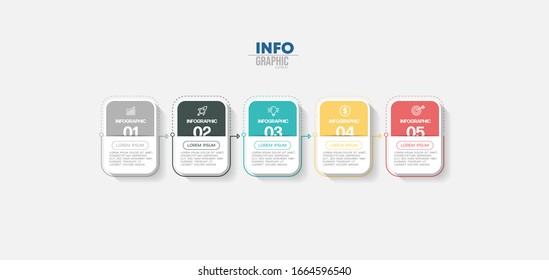 ilustración vectorial Plantilla de diseño infográfico con iconos y 5 opciones o pasos. Se puede utilizar para procesos, presentaciones, diseño, banner, gráfico de información.