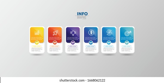vector illustration Infographic design template with icons and 6 options or steps. Can be used for process, presentations, layout, banner,info graph.